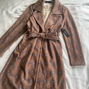 Alice Blue Plaid Trench Coat